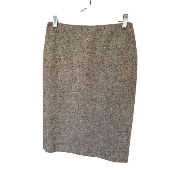 Ann Taylor Wool Silk Tweed Pencil Pocket Skirt beige lined size 2P‎ - Picture 1 of 7